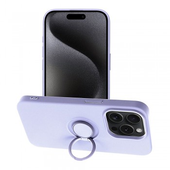 Silikonový kryt s držákem na prst pro iPhone 15 Pro fialový