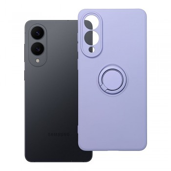 Silikonový kryt Silicone Ring pro Samsung Galaxy S25 Edge s prstencovým držákem fialový