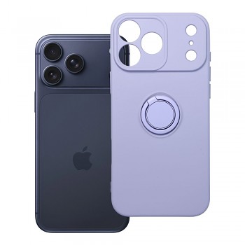 Silikonový kryt Silicone Ring pro iPhone 17 Pro Max / 18 Pro Max s nízkým okrajem fotoaparátu a držákem na prst fialový