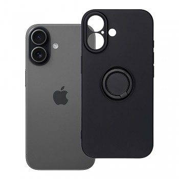 Silikonový kryt s prstýnkem pro iPhone 17 černý