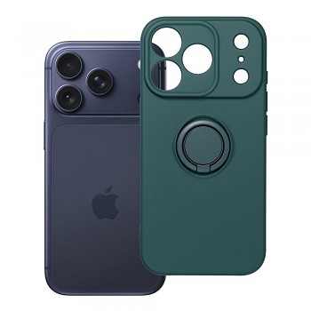 Silikonový kryt s držákem na prst pro iPhone 17 Pro / 18 Pro zelený