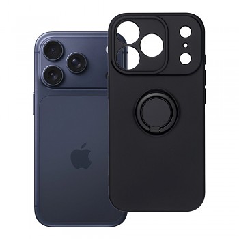 Silikonový kryt s prstýnkem pro iPhone 17 Pro / 18 Pro černý