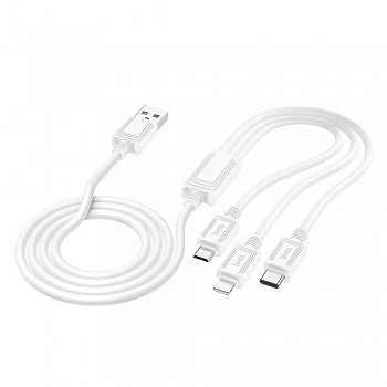 Cable 3in1 USB A to Lightning / Micro USB / USB C Hoco 2A 1 m X74 white