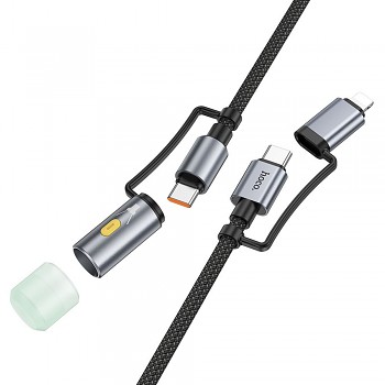 Nabíjecí a datový kabel Hoco U138 USB-C / Lightning na USB-C s LED svítilnou PD 60W 3A 1.2 m černý