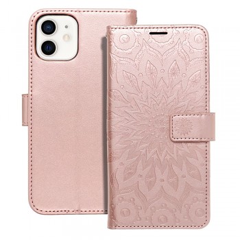 Knížkové pouzdro Mezzo Book mandala pro iPhone 12 / 12 Pro růžově zlaté