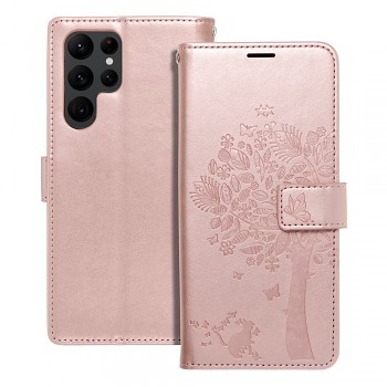 Knížkové pouzdro Mezzo Book Tree pro Samsung Galaxy S22 Ultra růžově zlaté