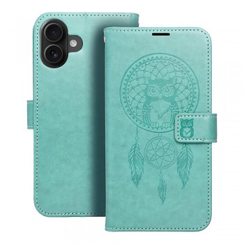 Knížkové pouzdro Mezzo Book pro iPhone 16 Plus s motivem lapače snů zelené