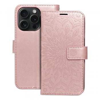 Knížkové pouzdro Mezzo Mandala pro iPhone 15 Pro růžově zlaté