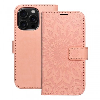 Knížkové pouzdro Mezzo Book mandala pro iPhone 16 Pro meruňkové