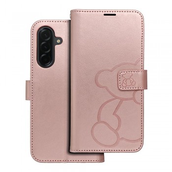 Knížkové pouzdro Mezzo Book pro Samsung Galaxy A36 5G s medvídkem růžově zlaté