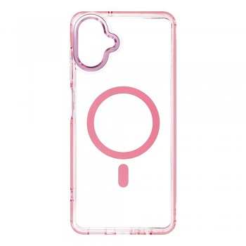 Kryt Frame Clear Hybrid Mag pro Samsung Galaxy A07 / A08 kompatibilní s MagSafe pudrově růžový