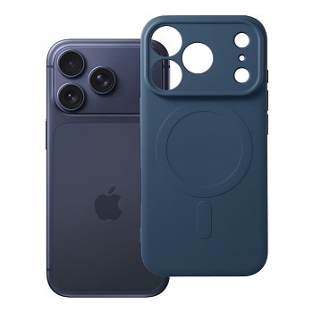 Silikonový kryt Silicone Mag Cover s ochranou fotoaparátu a MagSafe pro iPhone 18 Pro / 17 Pro tmavě modrý
