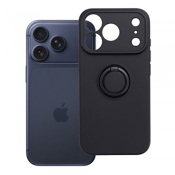 Silikonový kryt s držákem na prst pro iPhone 18 Pro / 17 Pro černý