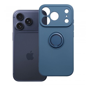 Silikonový kryt s držákem prstenu pro iPhone 18 Pro / 17 Pro tmavě modrý