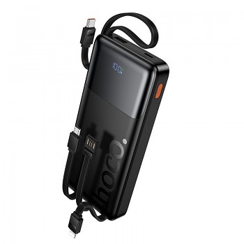 Powerbanka Hoco J156 10000 mAh QC PD 2A 22.5W s vestavěnými kabely USB-A USB-C Lightning Micro USB černá
