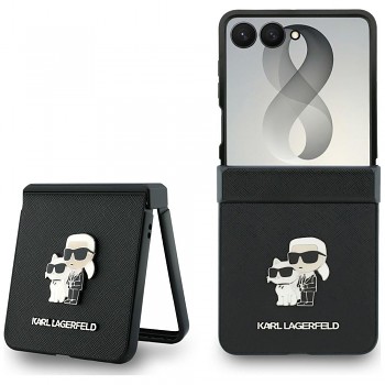 Karl Lagerfeld Saffiano Karl & Choupette Pin kryt pro Samsung Galaxy Z Flip 8 černý