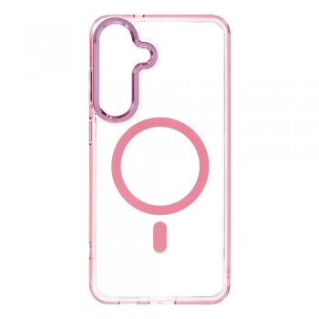 Kryt Frame Clear Hybrid Mag pro Samsung Galaxy S25 FE / S26 FE s podporou MagSafe pudrově růžový
