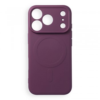 Silikonový kryt Silicone Mag Cover pro iPhone 18 Pro / 17 Pro s podporou MagSafe a ochranou fotoaparátu tmavě třešňový