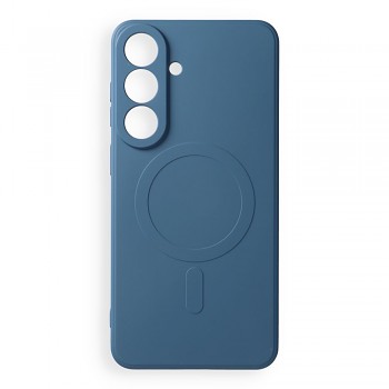 Silikonový kryt Silicone Mag Cover s ochranou fotoaparátu a podporou MagSafe pro Samsung Galaxy S26 FE modrý