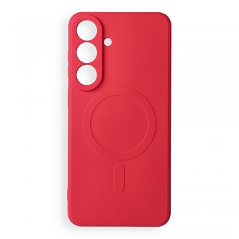 Silikonový kryt Silicone Mag Cover s ochranou fotoaparátu a podporou MagSafe pro Samsung Galaxy S26 FE červený