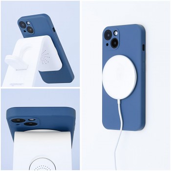 Silikonový kryt Silicone Mag Cover s ochranou fotoaparátu a podporou MagSafe pro iPhone 13 modrý