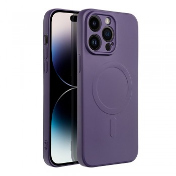 Silikonový kryt Silicone Mag Cover s MagSafe a ochranou fotoaparátu pro iPhone 14 Pro Max tmavě fialový