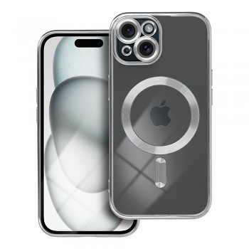 Kryt Electro Mag Cover pro iPhone 15 s podporou MagSafe stříbrný
