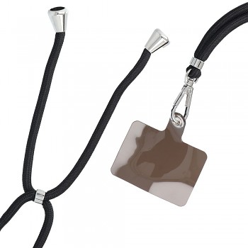 Šňůrka na mobil SWING 6mm nastavitelná délka 165 cm (82.5 cm ve smyčce) přes rameno nebo na krk černá