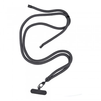 SWING nastavitelná šňůrka na krk a přes rameno pro telefon 8 mm délka 165 cm (ve smyčce max 82.5 cm) šedá