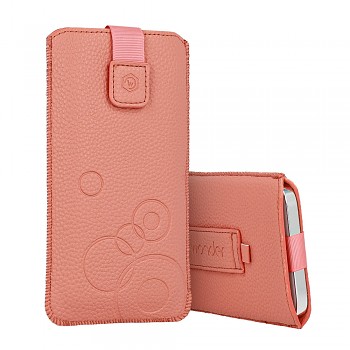 WONDER Deko zasouvací pouzdro velikost L pro iPhone 13 Mini / 12 Mini / SE 2020 / SE 2022 / 7 / 8 broskvové
