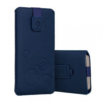 WONDER Deko zasouvací pouzdro velikost L pro iPhone 13 mini / 12 mini / SE 2020 / SE 2022 / 7 / 8 tmavě modré