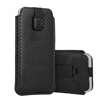 Wonder CARBON pouzdro velikost L pro iPhone 13 mini / 12 mini / SE 2020 / SE 2022 / 7 / 8 černé