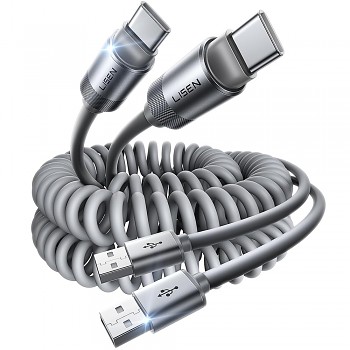 Lisen - Data Cable L114 (YL0125030001) - for CarPlay, USB to Type-C, 3A, 480Mbps, Aluminum, Silicone, Braided, 3.3ft - Gray