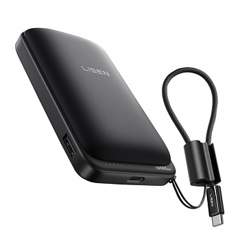 Lisen Power Bank Qi2 P604 s kabelem USB-C 65W 10000mAh černá