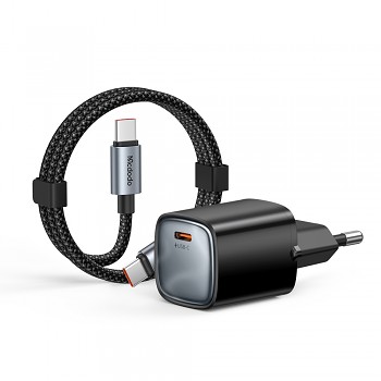 Mcdodo Nano Series CH-8262 síťová nabíječka 65W GaN USB-C s kabelem USB-C 1.2m černá