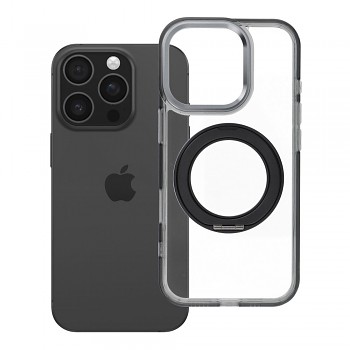 Kryt pro iPhone 16 Pro Frame Circle Stand s podporou MagSafe černý