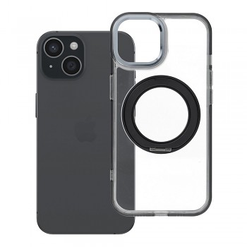 Kryt Frame Circle Stand pro iPhone 15 kompatibilní s MagSafe se stojánkem černý