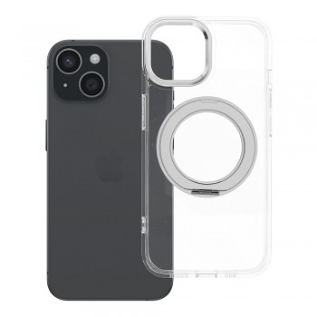 Kryt Frame Circle Stand pro iPhone 15 s MagSafe a stojánkem průhledný