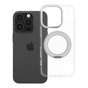 Kryt Frame Circle Stand pro iPhone 16 Pro s MagSafe a stojánkem průhledný