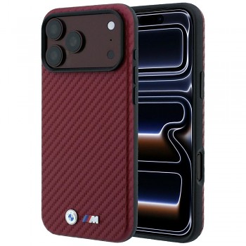 BMW M Carbon Metal Logo kryt pro iPhone 18 Pro / 17 Pro s MagSafe vínový