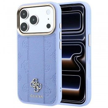 Kryt Guess Stripe Peony 4G Logo MagSafe na iPhone 18 Pro / 17 Pro světle modrý