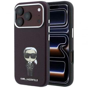 Karl Lagerfeld Smooth Ikonik Sketch kryt pro iPhone 18 Pro / 17 Pro s MagSafe vínový