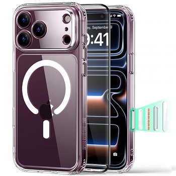 ESR Classic Hybrid HaloLock kryt a ochranné sklo na iPhone 18 Pro Max / iPhone 17 Pro Max průhledné