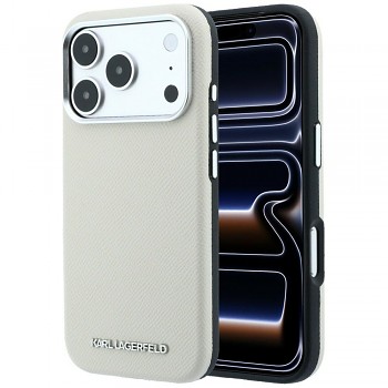 Karl Lagerfeld HC MagSafe Grained Leather Elongated Logo KLHMP18XPSWGKLE kryt pro iPhone 18 Pro Max / iPhone 17 Pro Max béžový