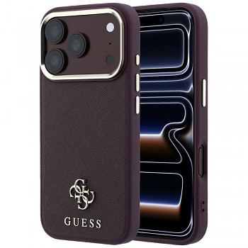 Guess Saffiano Small 4G Classic MagSafe GUHMP18L6PSA4DMU kryt pro iPhone 18 Pro / iPhone 17 Pro vínový