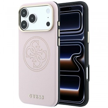 Guess Leather Perforated 4G MagSafe GUHMP18X6PS4SRGP kryt pro iPhone 18 Pro Max / iPhone 17 Pro Max růžový