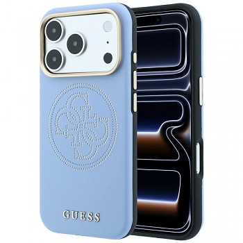 Guess Leather Perforated 4G MagSafe GUHMP18X6PS4SRGB kryt pro iPhone 18 Pro Max / iPhone 17 Pro Max světle modrý