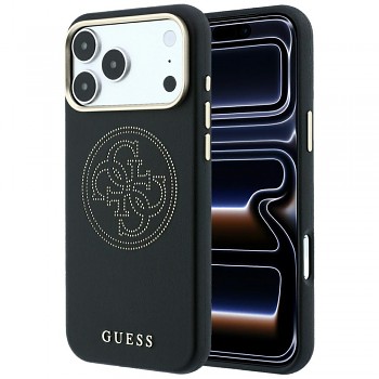 Guess Leather Perforated 4G MagSafe GUHMP18L6PS4SRGK kryt pro iPhone 18 Pro / iPhone 17 Pro černý