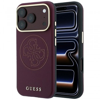 Guess Leather Perforated 4G MagSafe GUHMP18L6PS4SRGU kryt pro iPhone 18 Pro / iPhone 17 Pro vínový