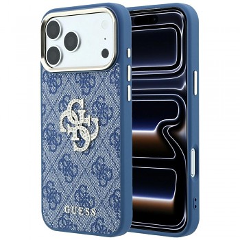 Guess Hardcase 4G Big Strass Logo GUHCP18X6P4DSMLB kryt pro iPhone 18 Pro Max / iPhone 17 Pro Max modrý